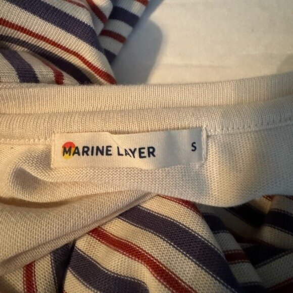 Marine Layer April Dress Small Modal Nautical Striped Comfy Preppy Pockets Cream - Picture 9 of 12
